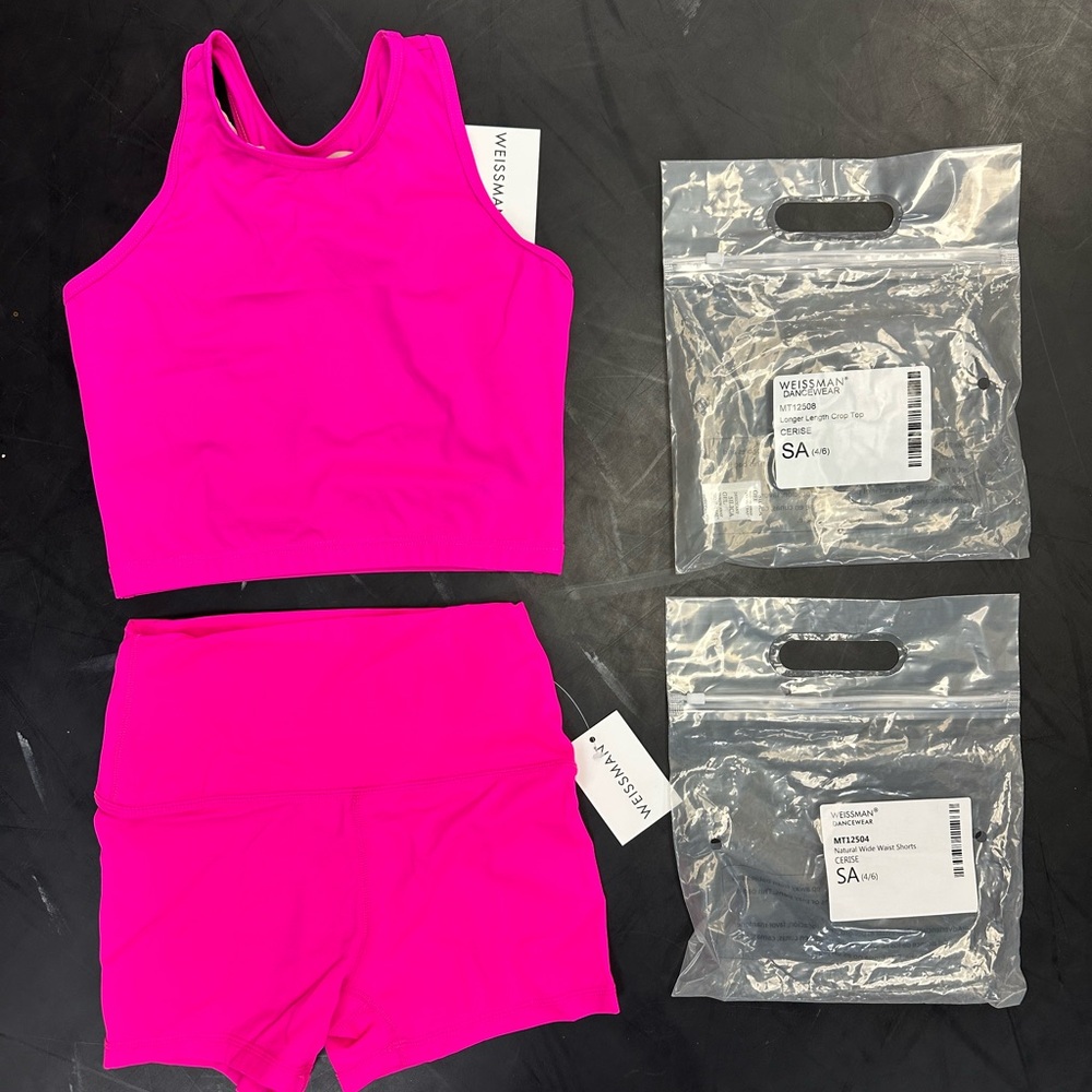 Weissman Pink Athletic Shorts and Top Set